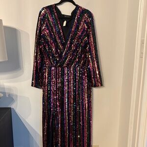 Eloquii Multicolor Sequin Long Sleeve Dress